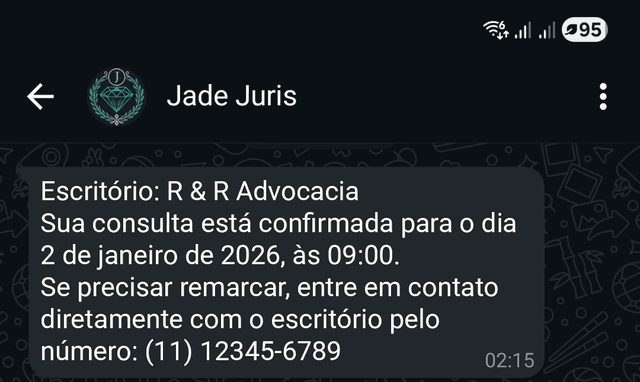 Exemplo mensagem atendimento WhatsApp